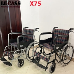 Xe lăn vải kẻ có phanh Lucass X75 mẫu mới nhất