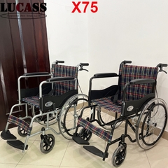 Xe lăn vải kẻ có phanh Lucass X75 mẫu mới nhất