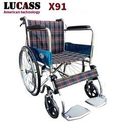 Xe lăn Lucass X91 có phanh vải kẻ hoặc da