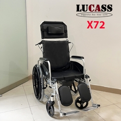 Xe lăn đa năng Lucass X72 có bô vệ sinh, ngả nằm, bánh đúc, khung nhôm
