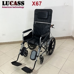 Xe lăn đa năng Lucass X67 bánh đúc, có bô vệ sinh ngả nằm chống lật