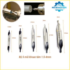 Bộ 5 mũi khoan định tâm đầu 1.5-4MM, góc côn chuẩn 60°