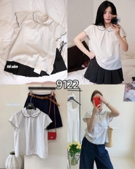 SƠ MI SỌC VIỀN CỔ SEN MÃ 9122
