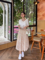 CHÂN VÁY HOA NHÍ RỦ ĐAN XEN CÓ 2 MÀU