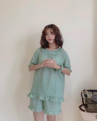 BỘ MẶC NHÀ HÌNH TIM MÀU XANH / MADEBYMINT