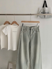 QUẦN JEANS SUÔNG RỘNG NHẠT ÁNH RÊU MÃ 7599