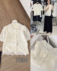 SƠ MI CỔ SEN ĐÍNH NGỌC HOA THÊU WEIDO MÃ 7630