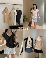 ÁO CỔ TIM THUN GIẤY THÊU NƠ MÃ 25741