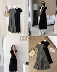 VÁY THUN TRƠN CỘC DÁNG XÒE DÀI MÃ 386