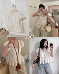 SƠ MI HOA THÊU GẤU REN MÃ 3981