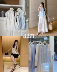ÁO HOA THÊU THẮT DÂY RÚT 8271