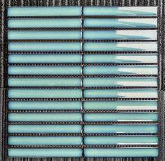 Gạch mosaic que bóng 296x299/20x145 BHTH02096 (xanh ngọc/bóng/lõm)