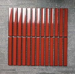 Gạch mosaic que bóng 296x299/20x145 BHTH02006 (đỏ/bóng/lõm/hạt mè)