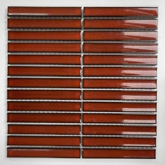 Gạch mosaic que bóng 296x299/20x145 BHTH02006 (đỏ/bóng/lõm/hạt mè)