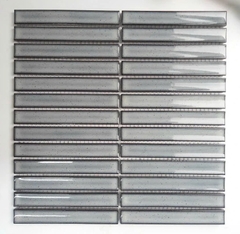 Gạch mosaic que bóng 296x299/20x145 BHTH02126 (xám nhạt/bóng/lõm/hạt mè)