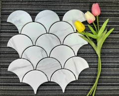 Gạch mosaic vảy cá 259×273 CY869501 (màu trắng vân đá carrara)