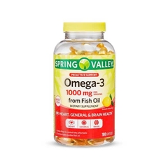SPRING VALLEY OMEGA-3 1000MG FISH -  DẦU CÁ HƯƠNG CHANH (180 VIÊN)