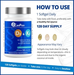 CanPrev D3 & K2 Organic Coconut Oil - Chắc Khỏe Xương, Tăng Cường Hấp Thụ Canxi