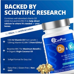 CanPrev D3 & K2 Organic Coconut Oil - Chắc Khỏe Xương, Tăng Cường Hấp Thụ Canxi
