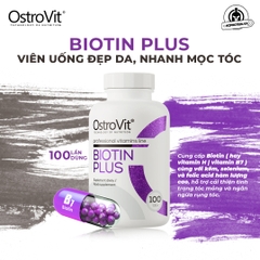 OSTROVIT BIOTIN PLUS - TĂNG CƯỜNG MIỄN DỊCH, HỖ TRỢ ĐẸP DA, KHỎE MÓNG , MỌC TÓC (100 VIÊN)