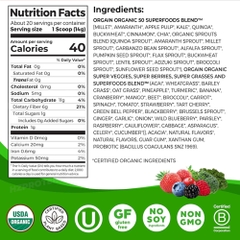 ORGAIN ORGANIC SUPERFOODS PROBIOTICS - BỘT RAU CỦ HỮU CƠ 280GRAM