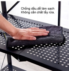 Kệ đa năng gập gọn thông minh 3/4/5 tầng để đồ nhà bếp bằng thép carbon không gỉ có bánh xe tiện lợi