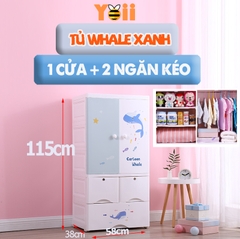 TỦ NHỰA ĐỰNG ĐỒ CHO BÉ Yoii - MẪU WHALE C04