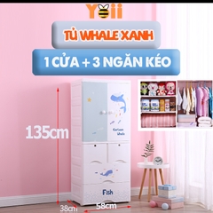 TỦ NHỰA ĐỰNG ĐỒ CHO BÉ Yoii - MẪU WHALE C04