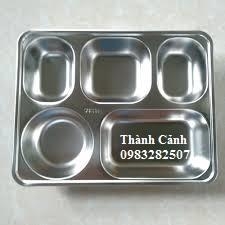 Khay phần/ khay cơm inox 5 ngăn sâu bé 304