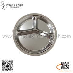 Khay cơm inox 3 ô hình tròn tiện lợi 26cm, gọn nhẹ, phù hợp cho nhiều đối tượng sử dụng