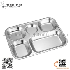Khay cơm inox 5 ngăn nhỏ gọn KT23.5 x 30.5cm, Khay cơm văn phòng