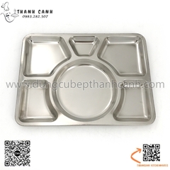 Khay cơm inox nhiều ngăn size lớn , KT 30x40cm,  sử dụng nhiều cho nhà chùa