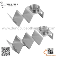 Kệ trưng bày bánh Taco, khay làm bánh taco không kèm cốc bằng inox cao cấp