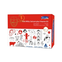 Vital Code Kids Milky Calcium plus Vitamin D3, Hộp 30 Viên