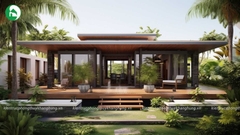 Nhà vườn 1 tầng mái bằng hiện đại