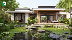 Nhà vườn 1 tầng mái bằng hiện đại