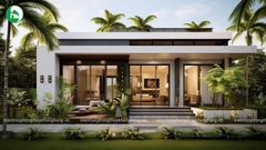Nhà vườn 1 tầng mái bằng hiện đại