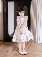 Váy 2d nơ hồng cánh tiên nền trắng