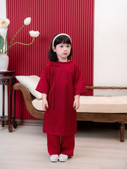 Áo dài đỏ cổ tết