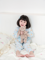 Bộ dài thỏ xám nền xanh