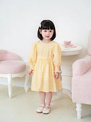 Váy tay dài nơ vàng nhún chun điệu đà