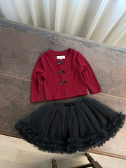 Áo thun baby tee dài tay đỏ nơ đen xinh xắn