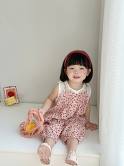 Bộ sát nách kẻ hồng hoạ tiết táo đỏ xinh xắn