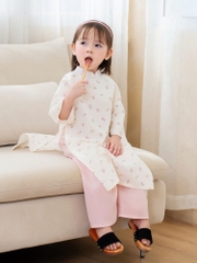 Áo dài linen hồng