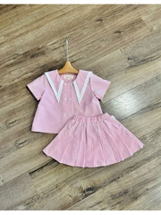 Set kẻ hồng cổ PP