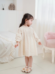 Váy tay dài chấm bi nhún ngực