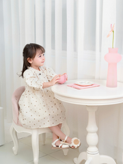 Váy hoa nhí tay dài cổ viền ren nẹp cúc