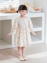 Váy tay lỡ hoa hoa cam nhỏ