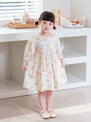 Váy tay lỡ hoa hoa cam nhỏ