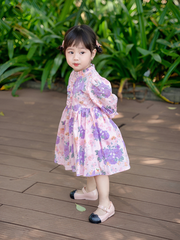 Váy tay lỡ hoa tím